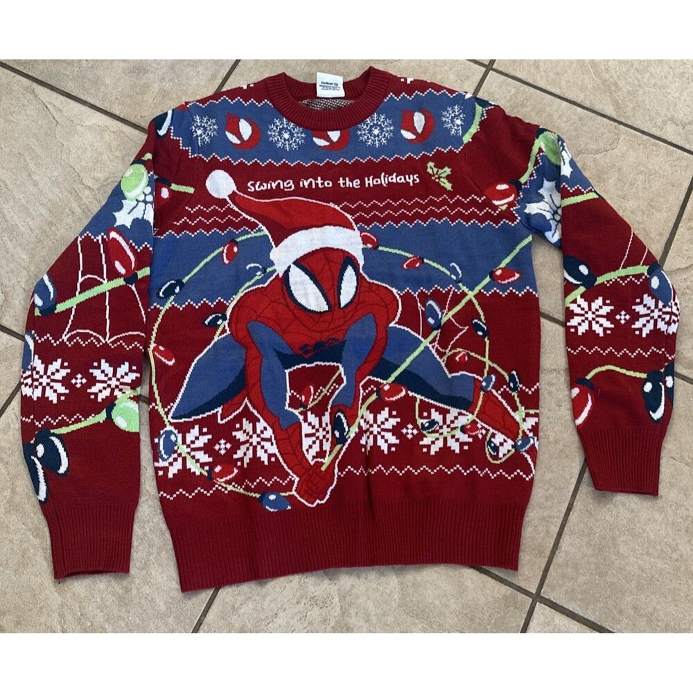 Geeknet Marvel Spiderman Adult Holiday Ugly Christmas Sweater Size Med